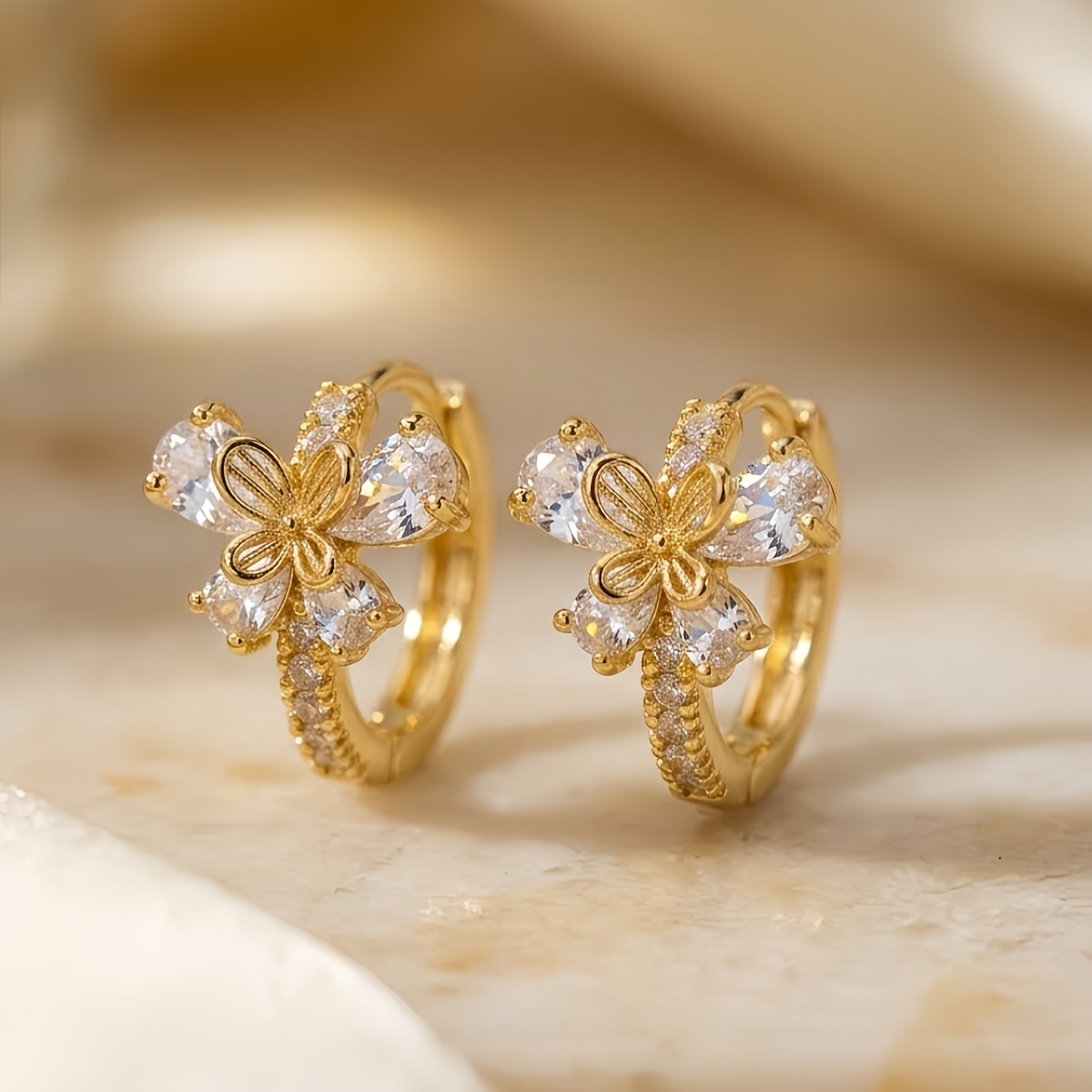 Elegant Double-Layered Butterfly Copper Hoop Earrings, Luxurious